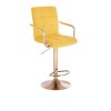 Barová židle VERONA VELUR na zlatém talíři - žlutá