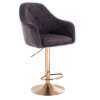 Barová židle ANDORA VELUR na zlatém talíři - šedá