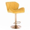 Barová židle MILANO VELUR na zlatém talíři - žlutá
