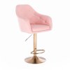 Barová židle ROMA na zlatém talíři - světle růžová