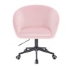Židle VENICE VELUR na černé podstavě s kolečky - světle růžová