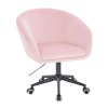 Židle VENICE VELUR na černé podstavě s kolečky - světle růžová