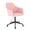 Křeslo ANDORA na černé podstavě s kolečky - světle růžové