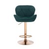 Barová židle MILANO VELUR na zlatém talíři - zelená