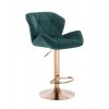 Barová židle MILANO VELUR na zlatém talíři - zelená