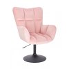 Křeslo AURORA VELUR na černém talíři - světle růžové