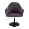 Křeslo ANDORA VELUR na černém talíři - tmavě šedé