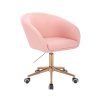 Židle VENICE na zlaté základně s kolečky - světle růžová