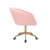 Židle VENICE na zlaté základně s kolečky - světle růžová