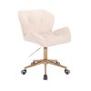 Židle MILANO VELUR na zlaté podstavě s kolečky - krémová