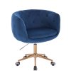 Židle MONTANA VELUR na zlaté podstavě s kolečky - modrá