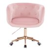 Židle MONTANA VELUR na zlaté podstavě s kolečky - světle růžová