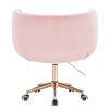 Židle MONTANA VELUR na zlaté podstavě s kolečky - světle růžová