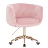 Židle MONTANA VELUR na zlaté podstavě s kolečky - světle růžová