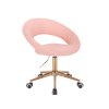 Židle NAPOLI na zlaté podstavě s kolečky - světle růžová