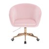Židle VENICE VELUR na zlaté podstavě s kolečky - světle růžová