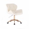 Židle MILANO na zlaté podstavě s kolečky - krémová