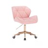 Židle MILANO na zlaté podstavě s kolečky - světle růžová