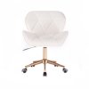 Židle MILANO na zlaté podstavě s kolečky - bílá