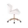 Židle MILANO na zlaté podstavě s kolečky - bílá