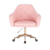 Křeslo ANDORA na zlaté podstavě s kolečky - světle růžové