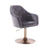 Křeslo ROMA VELUR na zlatém talíři - tmavě šedé
