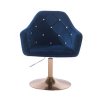 Křeslo ROMA VELUR na zlatém talíři - modré