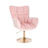 Křeslo AURORA VELUR na zlatém talíři - světle růžové