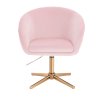 Židle VENICE VELUR na zlatém kříži - světle růžová