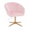 Židle VENICE VELUR na zlatém kříži - světle růžová