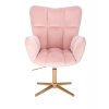 Křeslo  AURORA VELUR na zlatém kříži - světle růžové