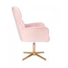 Křeslo  AURORA VELUR na zlatém kříži - světle růžové