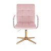 Židle VERONA VELUR na zlatém kříži - světle růžová