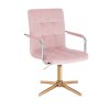 Židle VERONA VELUR na zlatém kříži - světle růžová