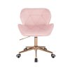 Židle MILANO VELUR na zlaté podstavě s kolečky - světle růžová