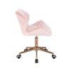 Židle MILANO VELUR na zlaté podstavě s kolečky - světle růžová