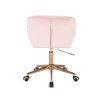 Židle MILANO VELUR na zlaté podstavě s kolečky - světle růžová