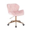 Židle MILANO VELUR na zlaté podstavě s kolečky - světle růžová
