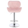 Barová židle MILANO VELUR na stříbrném talíři - světle růžová