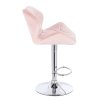 Barová židle MILANO VELUR na stříbrném talíři - světle růžová
