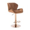 Barová židle MILANO VELUR na zlatém talíři - medová