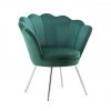 Křeslo FREY VELUR se stříbrnými nohami - zelené