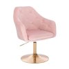Křeslo ANDORA VELUR na zlatém talíři - světle růžové