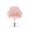 Křeslo ANDORA VELUR na stříbrném talíři - světle růžové