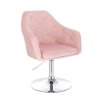 Křeslo ANDORA VELUR na stříbrném talíři - světle růžové