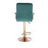 Barová židle VERONA VELUR na zlatém talíři - zelená