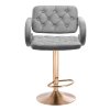Barová židle  ADRIA VELUR na zlatém talíři - šedá