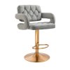 Barová židle  ADRIA VELUR na zlatém talíři - šedá