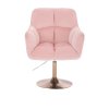 Křeslo AMALFI VELUR na zlatém talíři - růžové