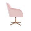 Křeslo AMALFI VELUR na zlatém kříži - růžové